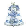 Bloomers Baby Diaper Cake Classic Blue Hydrangea 2-Tier