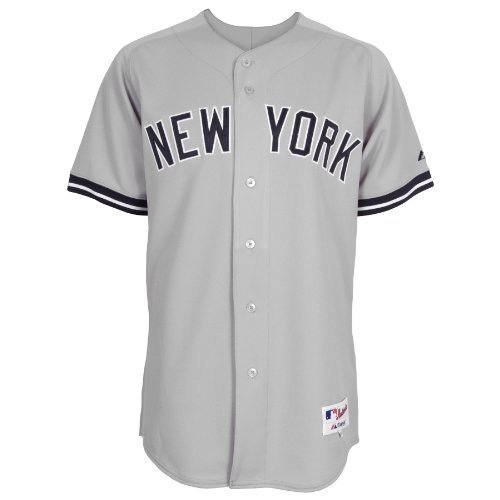 MLB Men's New York Yankees Joba Chamberlain Six Button Authentic Road Jersey (Road Gray, 44/Large)