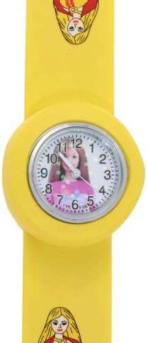 TimerMall Barbie Pattern Cartoon Watches With Yellow Band Cute Styled Round Dial