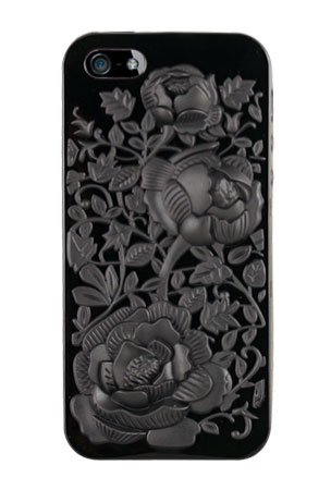 Best Price HHI 3D Rose Graphic Skin Case for iPhone 5 - Black Package include a HandHelditems Sketch Stylus PenB009D912TM