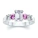 1.45 CT EMERALD DIAMOND W ROUND PINK SAPPHIRE RING 18K