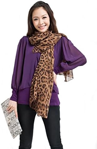 Yaslnn Womens Fashion Long Sleeve Slim Chiffon Blouse M Purple