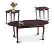 3 Piece Cherry Finish Coffee Table Set With Two End Tables