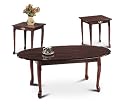 Furniture online: 3 Piece Cherry Finish Coffee Table Set With Two End Tables