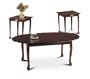 3 Piece Cherry Finish Coffee Table Set With Two End Tables