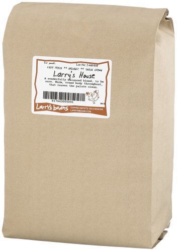 Larry's Beans Fair Trade Organic Coffee, Larry's House Blend, Whole Bean, 5-Pound Bag by Decaf House Blend
