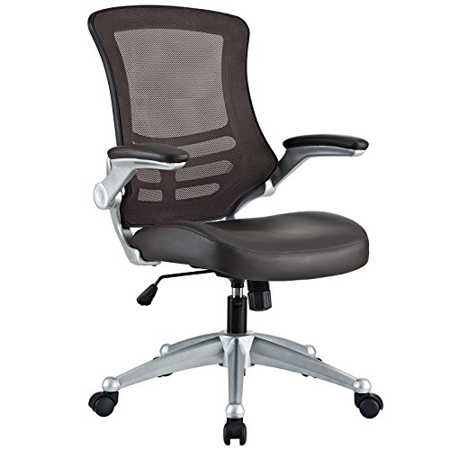 LexMod Attainment Office Chair with Black Mesh Brown and Leatherette Seat