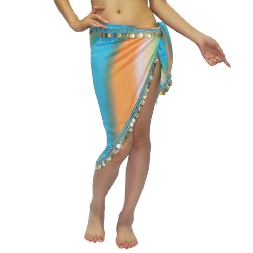 Ladies Sexy Exotic Belly Dance Triangle Stripe Hip Scarf / Costume Belt With Coins - Multicolor -Size: one size