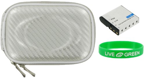 2n1 Hard Shell Case (Candy Silver) and NP-BG1 / NP-FG1 Battery for Sony Cybershot DSCW130/P Digital Camera Silver