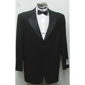 Buy New Mens Six Piece (6pc) Complete Black Tuxedo - Jacket, Pants, Single Breasted Vest, Shirt, Satin... by New Era Factory Outlet