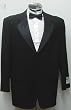 New Mens Six Piece (6pc) Complete Black Tuxedo - Jacket, Pants, Single Breasted Vest, Shirt, Satin Bow Tie, and Cummerbund Included - Made of High Quality Super 150s