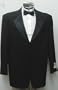 New Mens Six Piece (6pc) Complete Black Tuxedo - Jacket, Pants, Single Breasted Vest, Shirt, Satin Bow Tie, and Cummerbund Included - Made of High Quality Super 150s