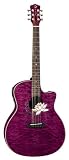 Luna Flora Lotus Acoustic Guitar, Tranz Plum/Quilted Maple