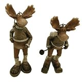 Skiing/Snowshoeing Moose Ornaments , 2-pc (Two Styles)