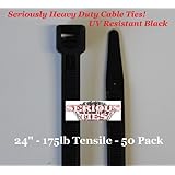 Serious Ties - Extra Heavy Duty Cable Ties (50, 24 Inch/175Lbs/UV Black)
