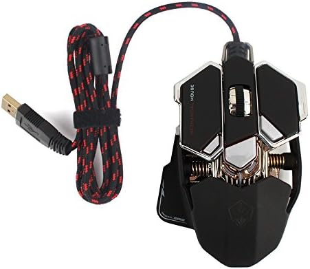 FTLIFE 4000 DPI 10 Buttons LED Optical USB Wired Professional Gaming Mice with Nano and Mice Pad, Ergonomic + Aluminium Base, Black