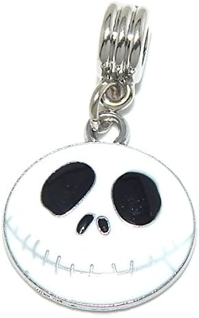 Jewelry Monster Dangling "Jack Skeleton Face" Charm Bead for Snake Chain Charm Bracelets (White)