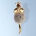 24K Gold Mouse Swarovski Crystals Pin White Bejeweled Rat Brooch Rodent Jewelry Raton Oro $1 Shipg