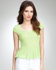 Neon Sheer Stripe Peplum Top