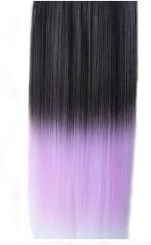 Best Selling ! 15 Colorsjapan High Temperature Heat Resistant Synthetic Straight Multi Color Extension Hair Wig Woman's 65cm 25inch 105g Good Quality Human Made Hair (black-light purple)