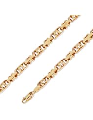 14K Solid Yellow Gold Hip Hop Bullet Chain Necklace 7mm (17/64") 24"