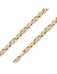 14K Solid Yellow Gold Hip Hop Bullet Chain Necklace 7mm (17/64") 26"