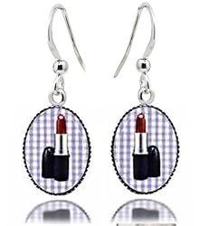 LAVISHY Retro Pop Art Line Lipstick Dangle Earrings