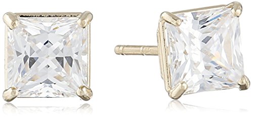 14k White or Yellow Gold Princess-Cut Cubic Zirconia Stud Earrings (1.5 cttw, Diamond Equivalent)