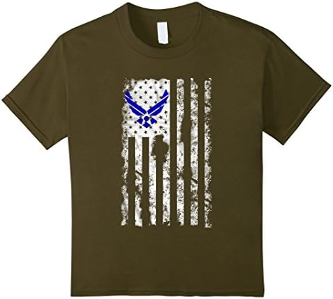Kids Air Force US Flag Shirt 12 Olive