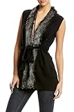IMAGE OF 2b Fur Trim Pocket Belted Vest - BLACK (XS)