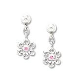 41piyYaEapL. SL160  Sterling Silver Pink Sapphire Daisy Drop Earrings