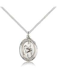 .925 Sterling Silver Saint St. Bernadette Medal Pendant 3/4 x 1/2 Inches Illness/Poverty-8017- Comes with a .925 Sterling Silver Lite Curb Chain Neckace And a Black velvet Box