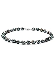 HinsonGayle Handpicked 10-11mm Ultra-Iridescent Black Fireball Baroque Cultured Pearl Necklace (Extreme Baroque Collection) (Sterling Silver, 18")