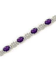 14kt Yellow Gold Oval Amethyst and Diamond Bracelet