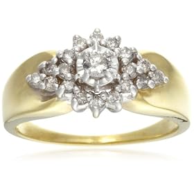 18ct Yellow Gold AMR43962 Ladies' 0.45ct Diamond Cluster Ring Size M