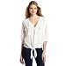 Democracy Women's Button And Tie Front Top, White, Medium