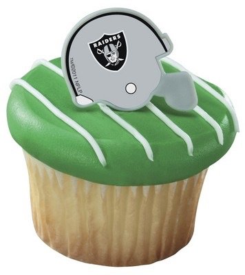 NFL Oakland Raiders Football Helmet Cupcake Rings - 24 pcs