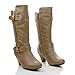Elvina22K Tan Childrens Girl Low Heel Quilted Knee High Riding Boots