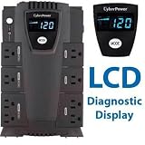 Cyberpower CP600LCD UPS - 600VA/340W LCD Display 8-Outlet RJ11/ Compact Design EMI/RFI