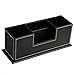 HOMETEK PU Leather Desktop Storage Box 4 Compartment Desk Organizer Card/Pen/Pencil/Mobile Phone/Remote Controller/Cosmetics Office Supplies Holder Collection Desktop Organizer (Black)