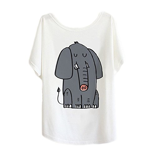 Junior Back to School Elephant Cute Graphic Cotton Batwing Sleeve T-shirt Tee Top