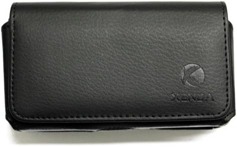 Premium Black Horizontal Soft Leather Side Pouch Cover Carrying Phone Case Holster Sleeve with Swivel Belt Clip and Loops for US Cellular Motorola ELECTRIFY M - Samsung Axiom