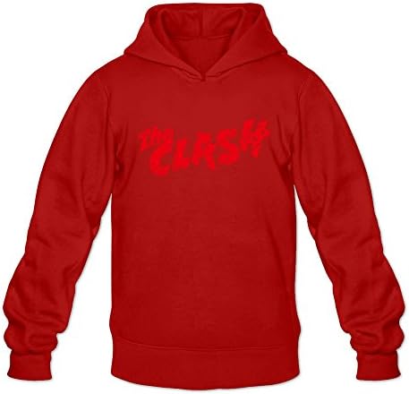 HLING Men's The Clash Band Logo Workout Sweatshirt Hoodie Red L
