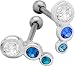 925 Sterling Silver AQUA SAPPHIRE TRI GEM Helix Ear Stud Barbell - Cartilage Piercing LEFT EAR 925 Sterling Silver AQUA SAPPHIRE TRI GEM Helix Ear Stud Barbell - Cartilage Piercing LEFT EAR