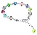 Multicolor Swarovski Crystal 7" 7.5" 8" .925 Silver Length Adjustable Bracelet With Lobster Clasp