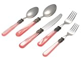 brown and pink flatware