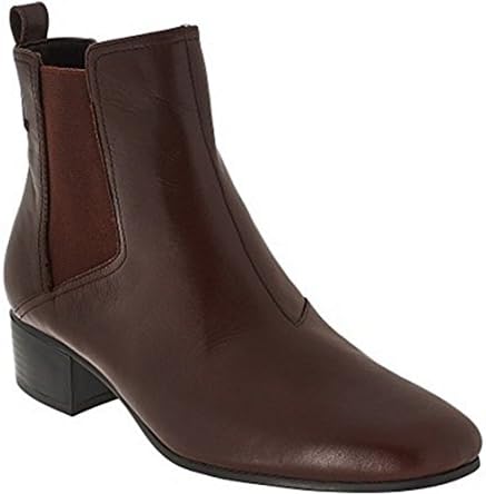 H by Halston Gored Leather Ankle Boots - Alison, Brown, Size 11W