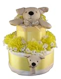 Yellow Dog 2 Tier Diaper Cake w/ Pampers Swaddlers, Small Lovie Blanket & Wrist Rattle, and Precious Cargo Baby Apparel and Accessories