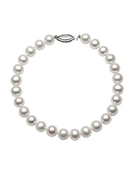 Sterling Silver AAA+ Quality 8.5-9mm White Freshwater Pearl Strand Bracelet, 8 Inch
