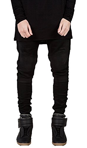 OLRIK Mens Hipster Hip Hop Biker Swag Style Jeans US 33 Black